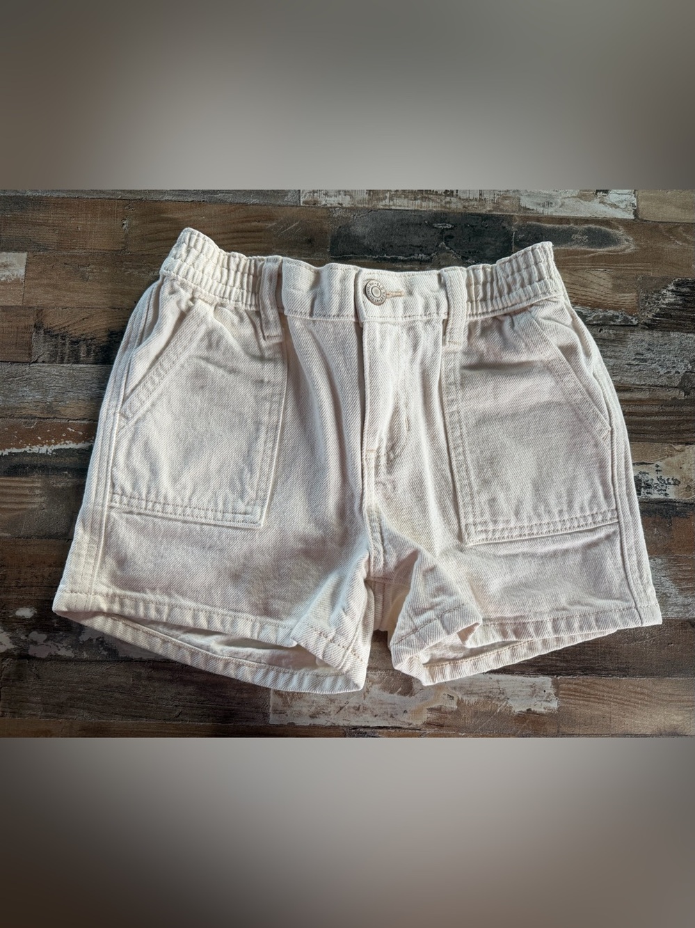 Old Navy Cream Denim Elastic-Waist Kids Shorts